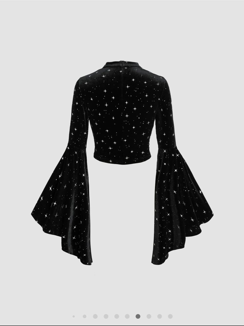 Cider Velvet Star Pattern Bell Sleeve Crop Top - Picture 5 of 12